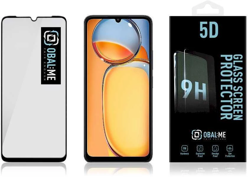 OBAL:ME 5D apsauginis stiklas telefonui Xiaomi Redmi 13C 4G/5G/Poco C65 Juodas