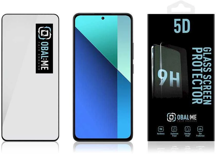 OBAL:ME 5D apsauginis stiklas telefonui Xiaomi Redmi Note 13 4G/5G Juodas