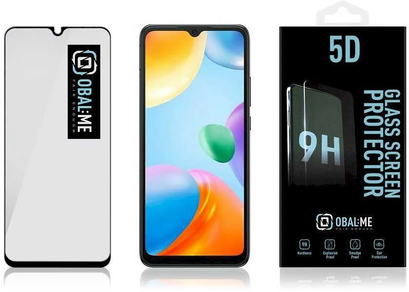 OBAL:ME 5D apsauginis stiklas telefonui Xiaomi Redmi 10C Juodas