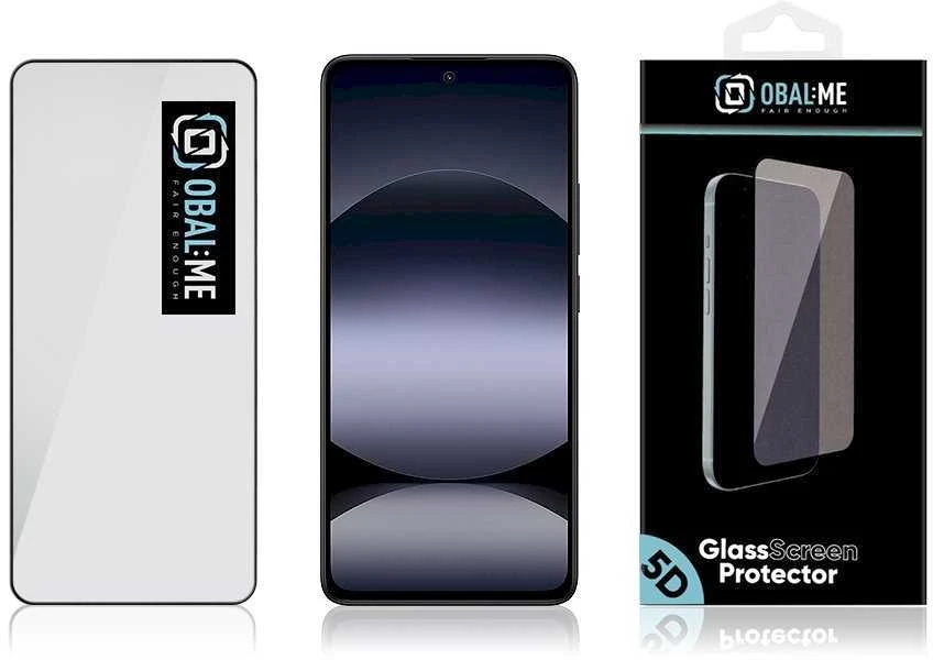 OBAL:ME 5D apsauginis stiklas Xiaomi Redmi Note 14 4G/5G su juodos spalvos krašteliu