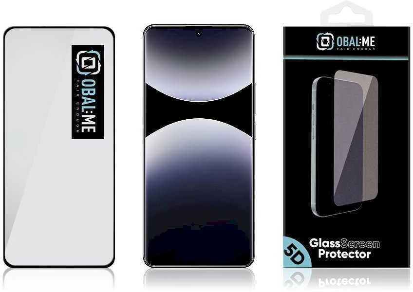 OBAL:ME 5D apsauginis stiklas Xiaomi Redmi Note 14 Pro 4G/5G/Poco X7 5G su juodos spalvos krašteliu