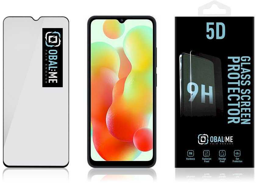 OBAL:ME 5D apsauginis stiklas telefonui Xiaomi Redmi 12C Juodas
