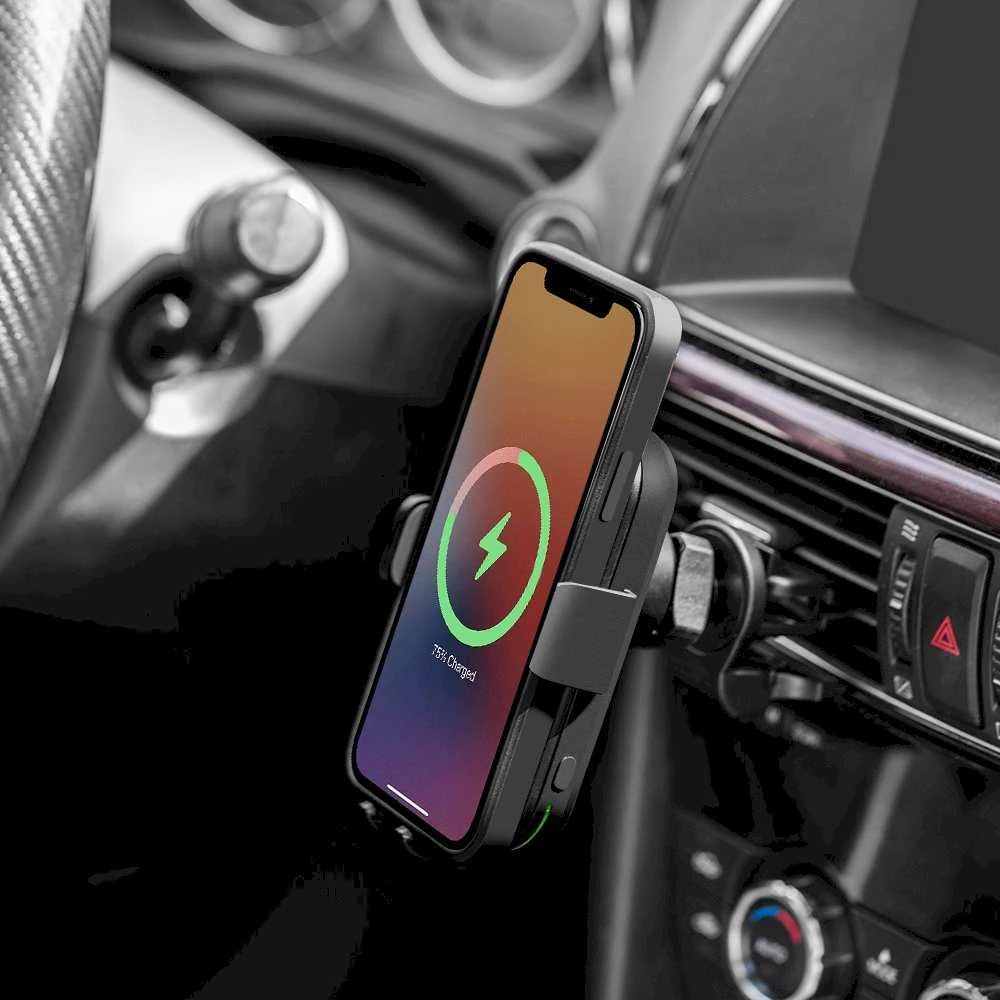 OBAL:ME GravCharger automobilinis laikiklis su belaidžiu įkrovikliu 15W juodos spalvos