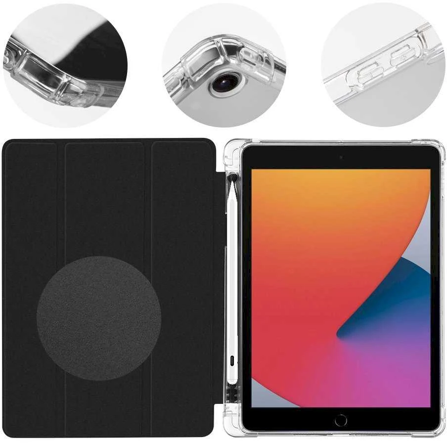 OBAL:ME MistyTab dėklas planšetiniam kompiuteriui iPad 10.2 2019/2020/2021 juodos spalvos