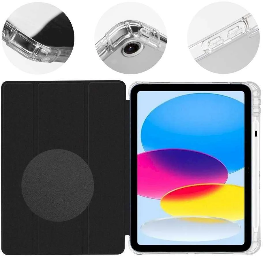 OBAL:ME MistyTab dėklas planšetiniam kompiuteriui Apple iPad 10.9 2022 juodos spalvos
