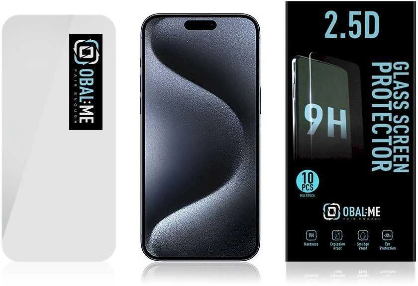 OBAL:ME Multipack 2.5D Apsauginis stiklas Screen Protector skirtas Apple iPhone 15 Pro Clear (10vnt)