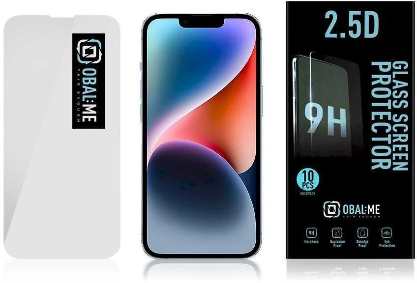 OBAL:ME Multipack 2.5D Apsauginis stiklas skirtas Apple Apple iPhone 13 /13 Pro/14/16e/17e Clear (10vnt)