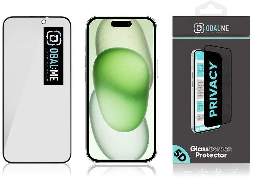 OBAL:ME Privacy 5D ekrano apsauga telefonui Apple iPhone 15 Juodas