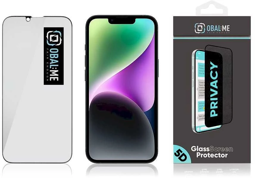 OBAL:ME Privacy 5D ekrano apsauga telefonui Apple iPhone 13/13 Pro/14 Juodas
