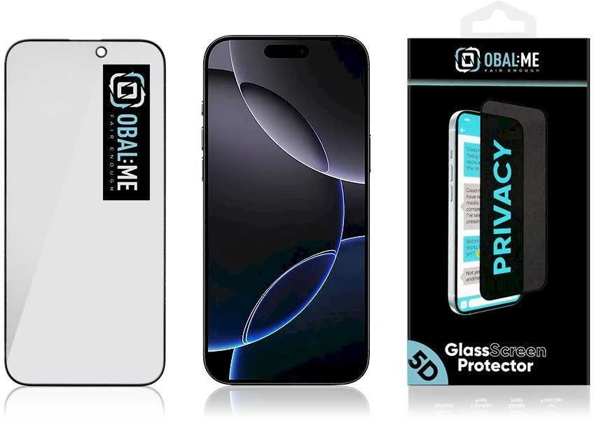 OBAL:ME Privacy 5D ekrano apsauga telefonui iPhone 16 Pro Max Juodas