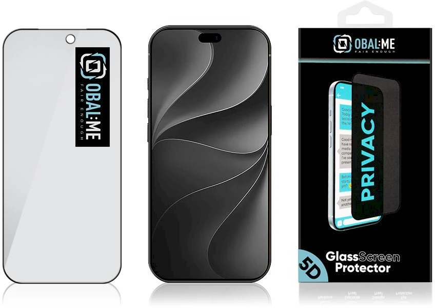 OBAL:ME Privacy 5D Apsauginis stiklas ekranui, skirtas iPhone 18 Pro, juodos spalvos