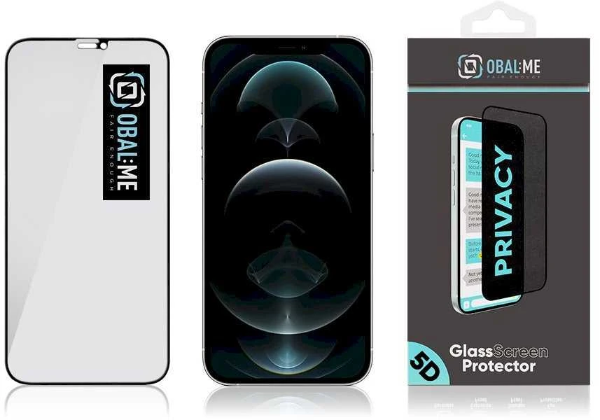 OBAL:ME Privacy 5D ekrano apsauga iPhone 12/12 Pro Juodas