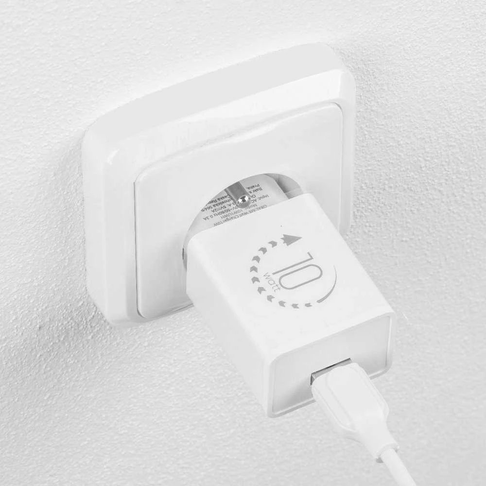 OBAL:ME laidinis įkroviklis USB-A 10W + USB-A/USB-C kabelis 1m baltos spalvos