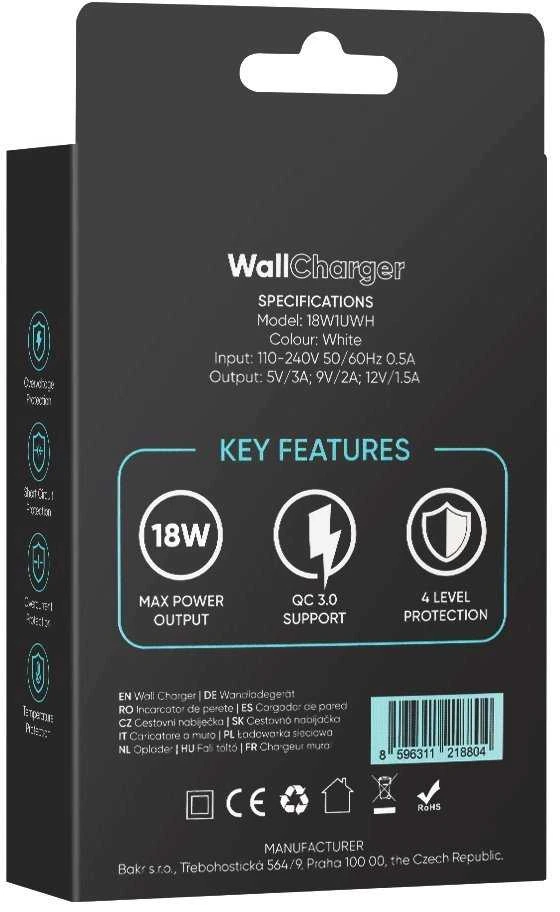 OBAL:ME Laidinis įkroviklis USB-A 18W baltos spalvos