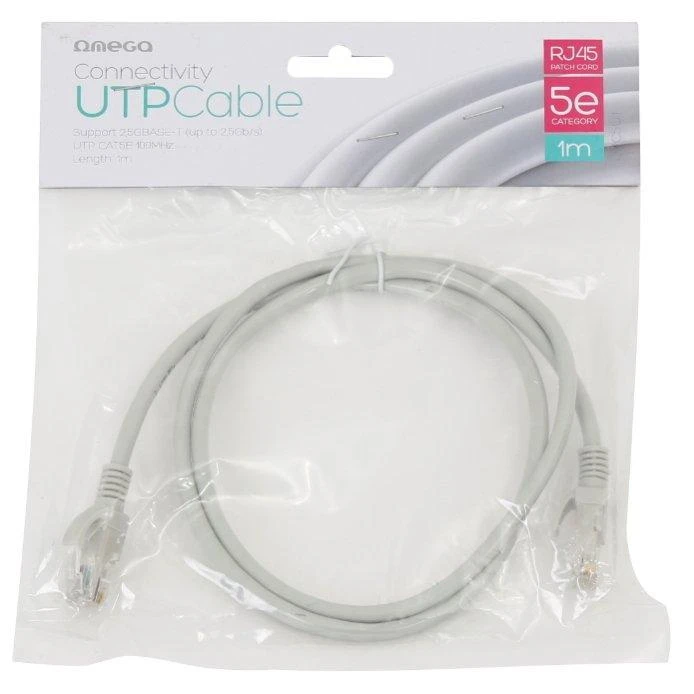 Omega Patchcord Cat5e, 1m, balta (43658)