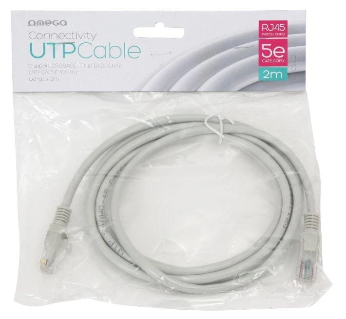 Omega Patchcord Cat5e, 2m, balta (40251)