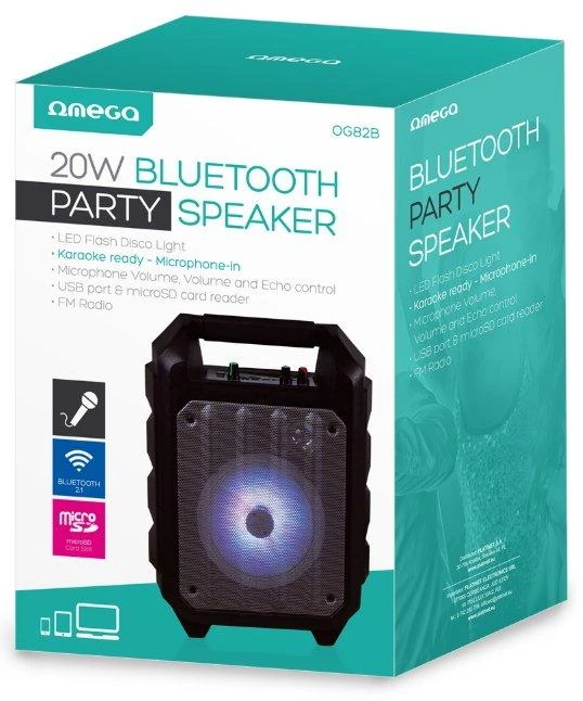 Garsiakalbis - Omega OG82B 20 W Belaidis Garsiakalbis 6,5 Colio Bluetooth 4.2 AUX USB Micro SD FM Radijas LED Apšvietimas