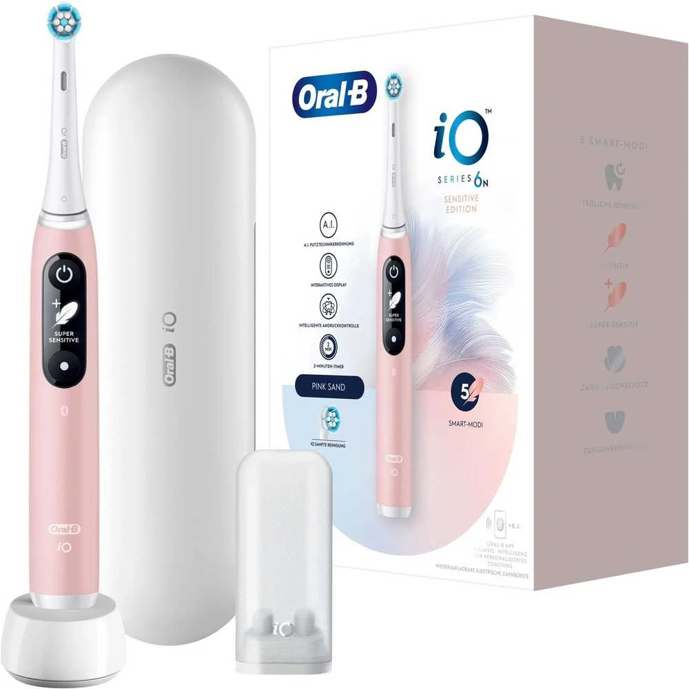 Oral-B Dantų šepetėlis + Travel Case | iO6 | Įkraunamas | Suaugusiems | Šepetėlių skaičius galvutės įeina 1 | Number of teeth brushing modes 5 | Rožinė