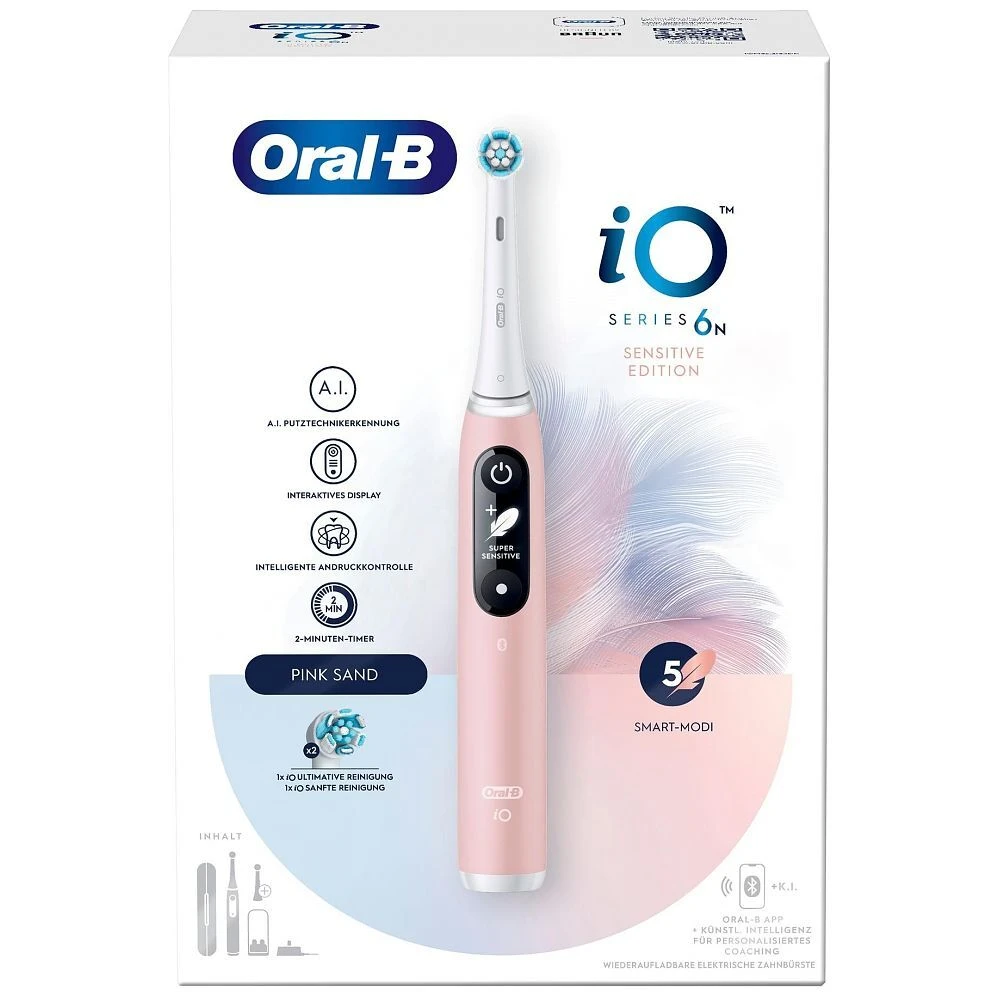 Oral-B Dantų šepetėlis + Travel Case | iO6 | Įkraunamas | Suaugusiems | Šepetėlių skaičius galvutės įeina 1 | Number of teeth brushing modes 5 | Rožinė
