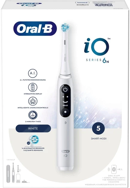 Elektrinis dantų šepetėlis Oral-B iO Series 6, Baltas