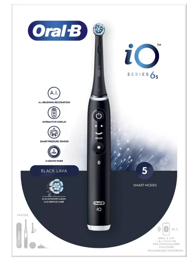 Oral-B Elektrinis dantų šepetėlis | iO6s | Įkraunamas | Suaugusiems | Šepetėlių skaičius galvutės įeina 1 | Number of teeth brushing modes 5 | Juodas Lava