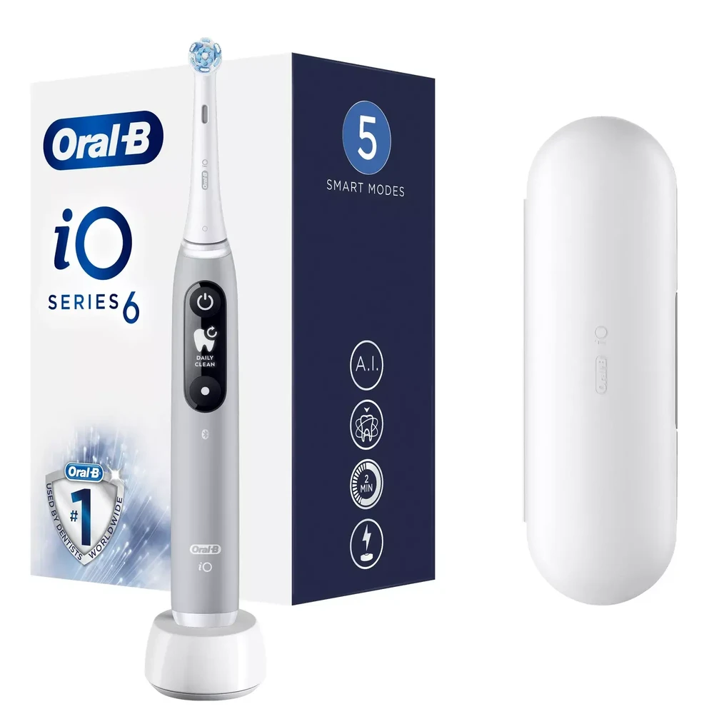 Braun Oral-B iO Series 6, elektrinis dantų šepetėlis, Pilkos spalvos
