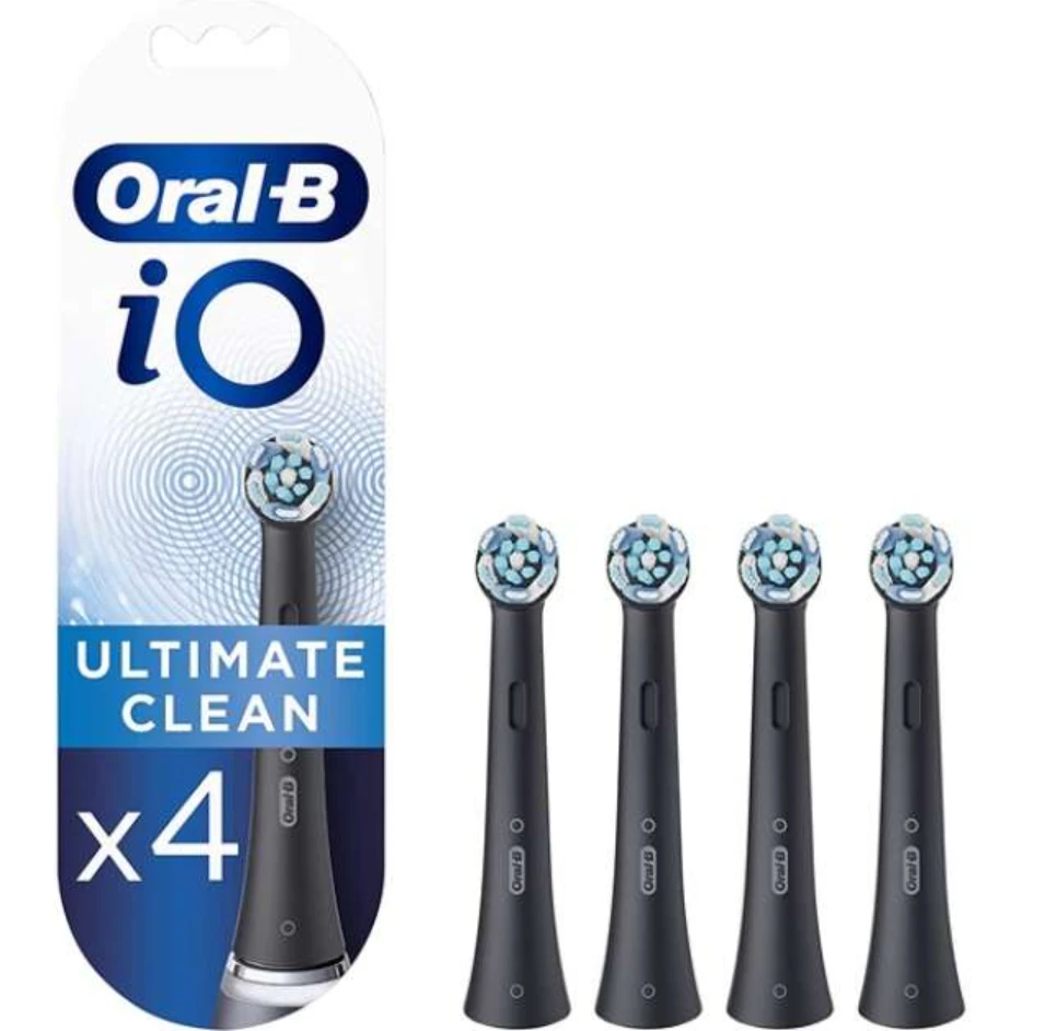 BRAUN iO RB CB-4 Ultimate Clean Juodas 4ct antgaliai dantų šepetėliui