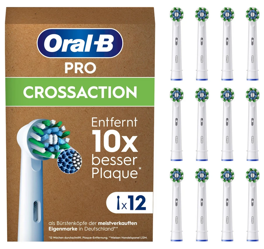 Oral-B Pro Cross Action x12 Dantų šepetėlio galvutės, Balta