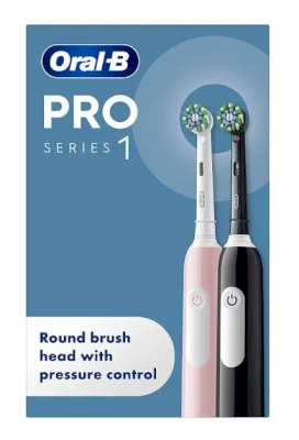 Dantų šepetėlis Šepetėlis Oral-B Pro Series 1 Cross Action komplektas 2-pack Juodas + Rožinė Juodas/Rožinė