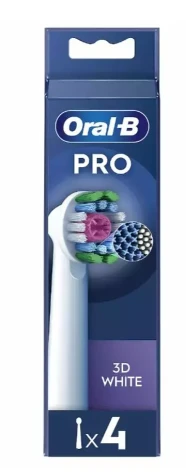 Braun Oral-B EB18-4 3D Baltas Pro Dantų Šepetėlio Galvutės, 4 Vnt.
