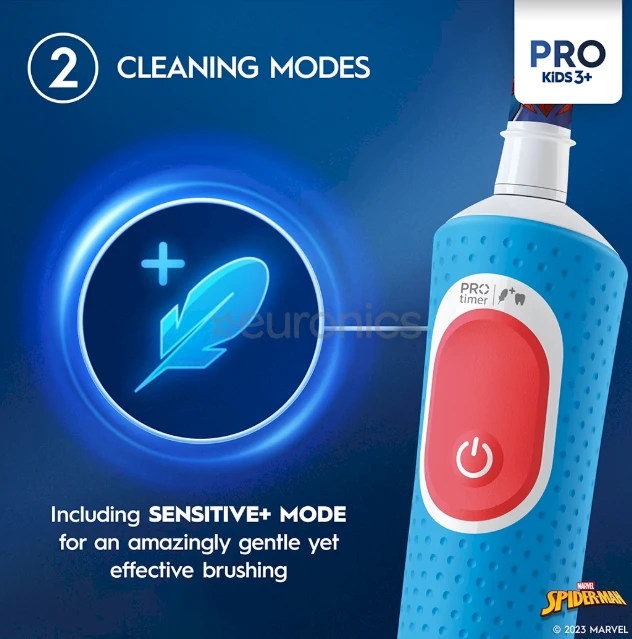 Oral-B Spider-Man šepetėlis: jautraus valymo režimas