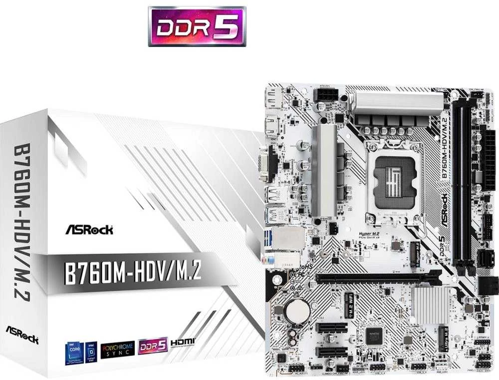 ASROCK B760M-HDV/M.2 mATX LGA1700 2xDDR5 1xPCIe 4.0 x16 LAN 1Gb/s