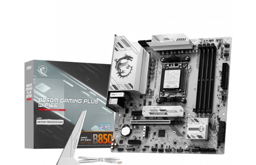 Pagrindinė plokštė MSI B850 GAMING PLUS WIFI6E | Procesorių šeima AMD | Procesoriaus lizdas AM5 | DDR5 | Palaikomos standžiojo disko sąsajos SATA, M.2 | SATA jungčių skaičius 4