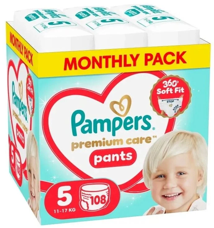 Pampers Premium Care Sauskelnės-Kelnaitės, 5 Dydžio, 108 vnt.