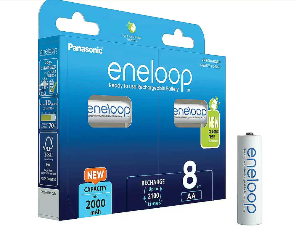 Panasonic eneloop įkraunama baterija AA 2000 8bp
