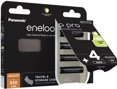 Įkraunamos baterijos Panasonic ENELOOP Pro BK-4HCDEC4BE, 930 mAh, 500 (4xAAA) dėžutėje