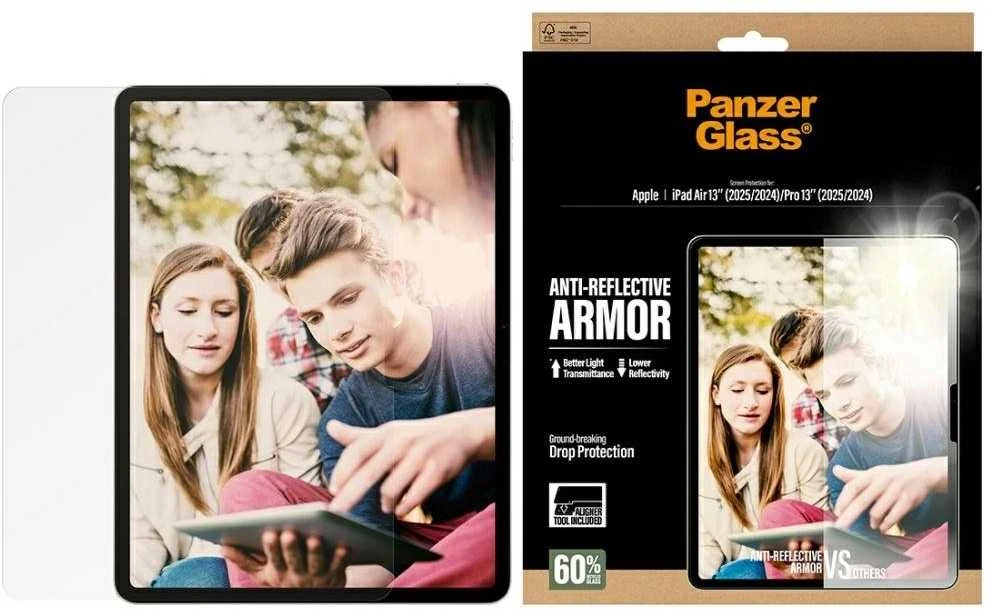 Panzer Glass Grūdintas stiklas PanzerGlass Ultra-Wide Fit Reflective Armor do iPad Air 13" M2 2024 / M3 2025 / M4 2026 / Pro 13" (2025/2024)