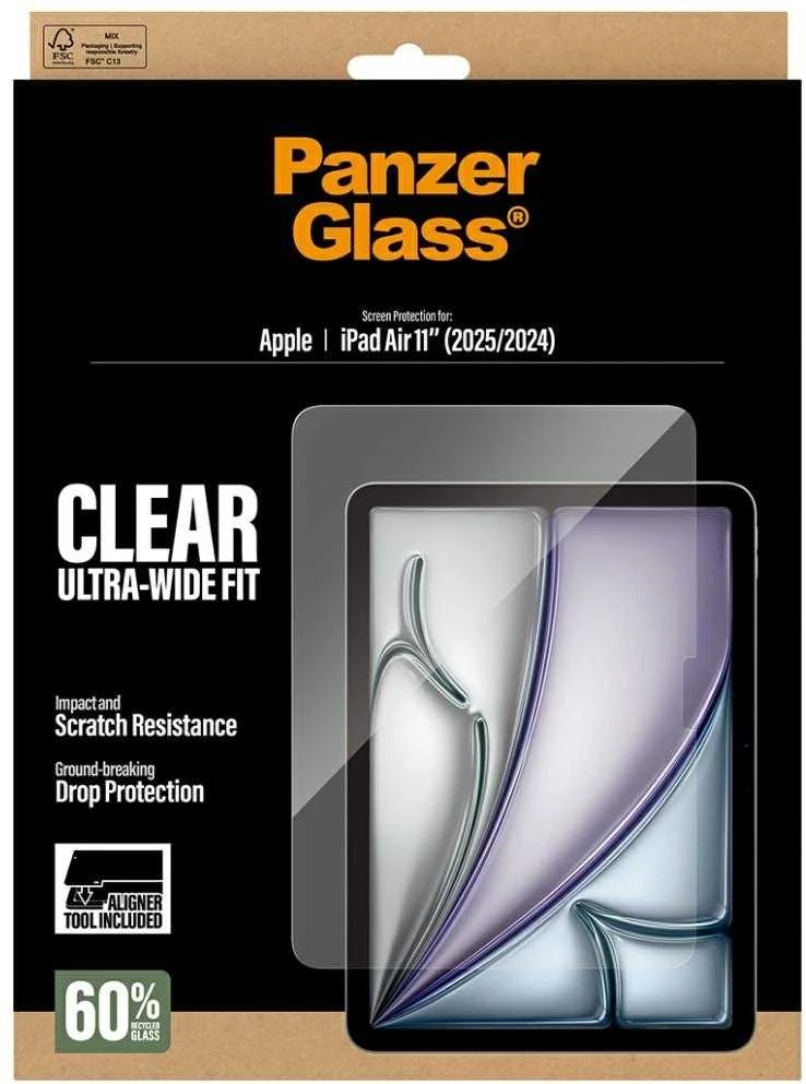 Panzer Glass „PanzerGlass“ itin plataus grūdinto stiklo dėklas, skirtas „iPad Air 11" 2025“ (7-osios kartos) / „iPad Air 11" 2024“ (6-osios kartos)