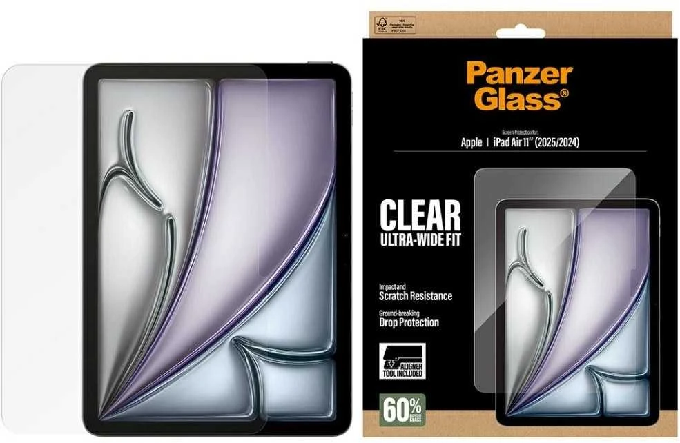Panzer Glass „PanzerGlass“ itin plataus grūdinto stiklo dėklas, skirtas „iPad Air 11" 2025“ (7-osios kartos) / „iPad Air 11" 2024“ (6-osios kartos)