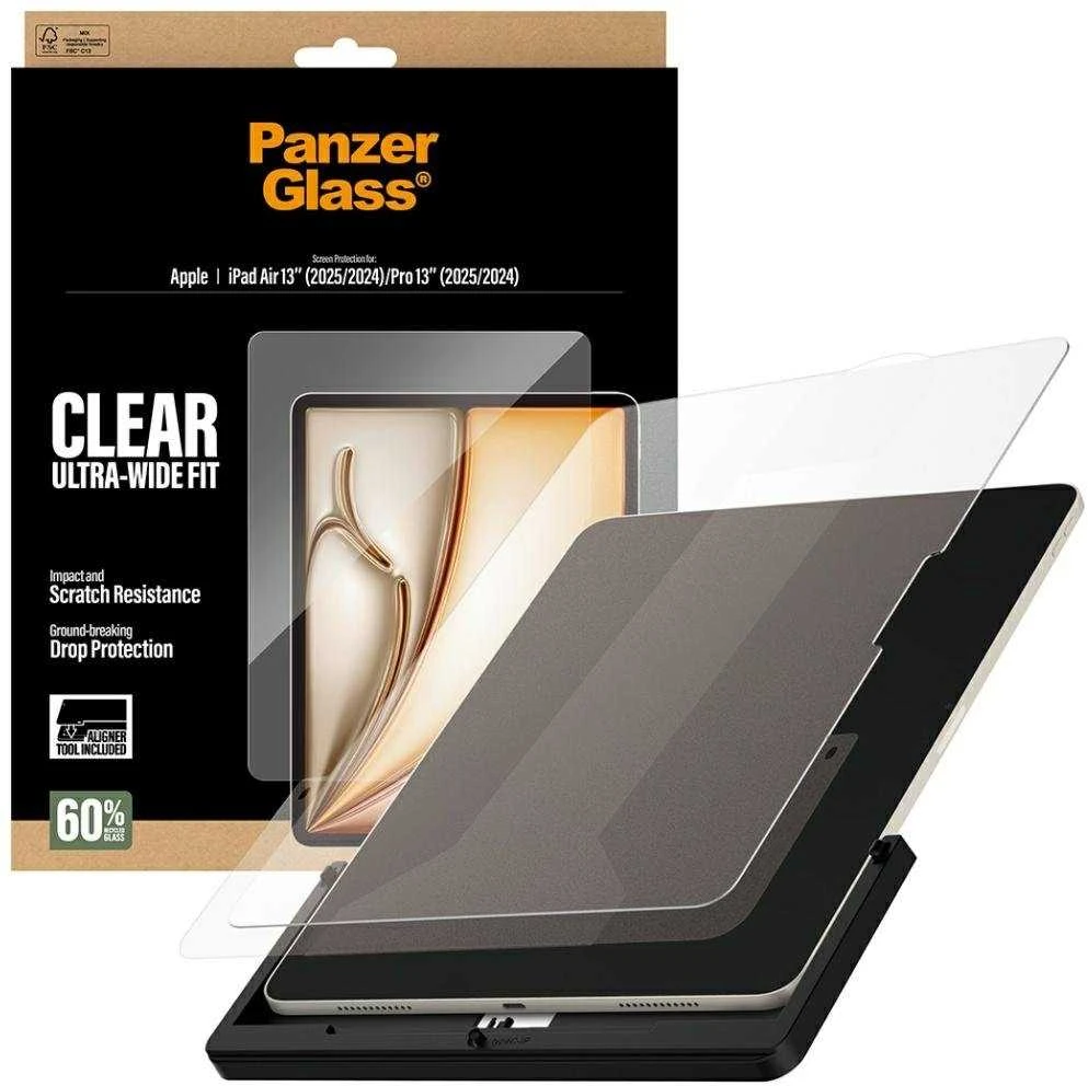 Panzer Glass „PanzerGlass“ itin plataus grūdinto stiklo dėklas, skirtas „iPad Air 13" 2024 / 2025“ / „iPad Pro 13" 2024 / 2025“
