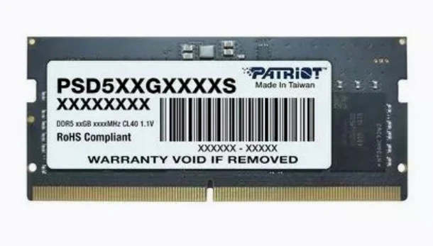 Patriot DDR5 operatyviosios atminties modulis su informacine etikete