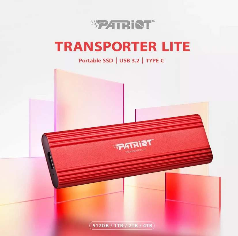 Kietasis diskas Išorinis SSD - Patriot Memory Transporter Lite 2 TB USB Type-C Raudonas