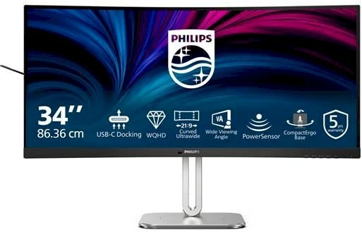 Philips 34B2U5600C/00 monitorius 34 colių VA 3440 x 1440 itin platus HDMI DisplayPort USB-C