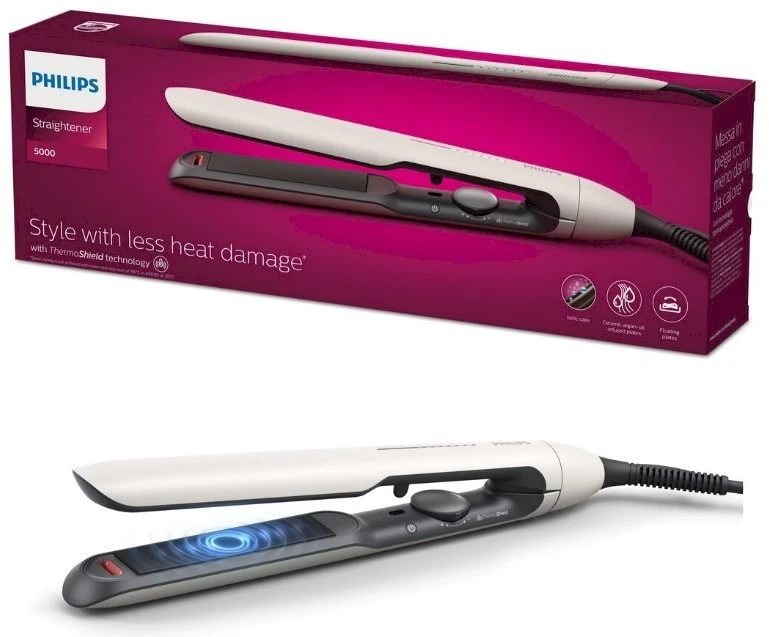 „Philips 5000“ serijos BHS515/00 plaukų formavimo įrankis, tiesinimo žnyplės, šiltas, 1,8 m