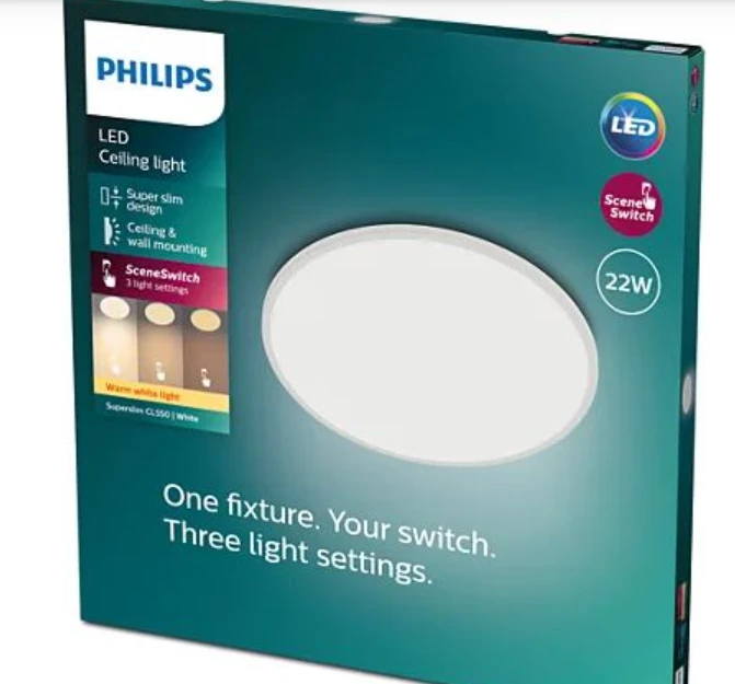 Įmontuojamas šviestuvas Philips Meson, 12.5W, 3000°K, LED