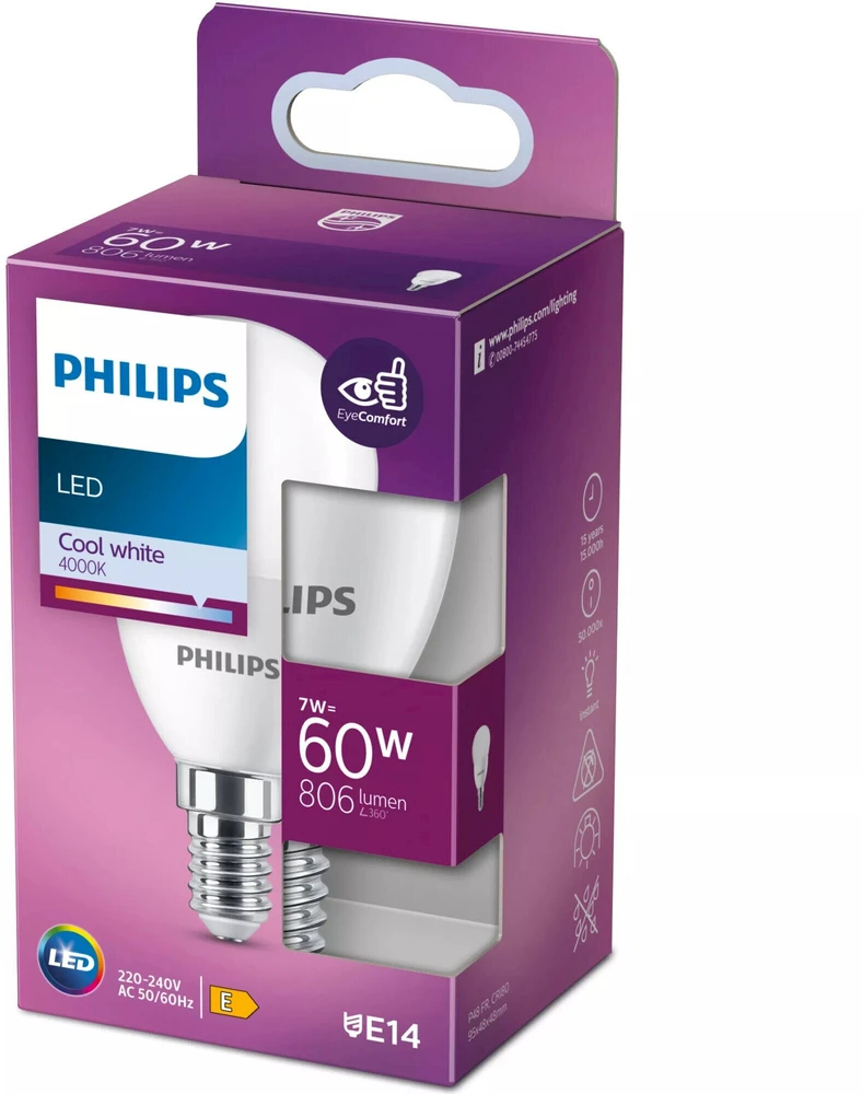 Philips LEMPUTĖ LED B38 7W E14 4000K 830LM PL/MAT