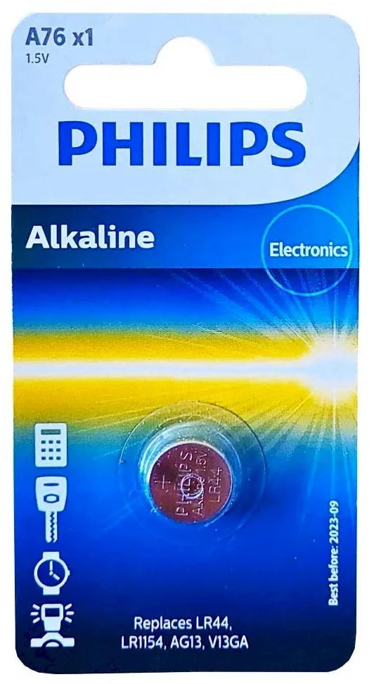 Baterija PHILIPS LR44/LR1154 minicell šarminė 1 vnt. lizdinėje pakuotėje