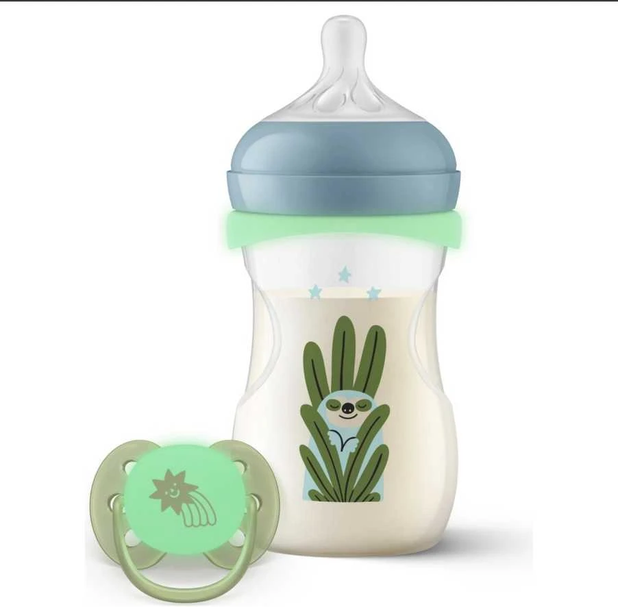 Philips Avent buteliukas ir naktinis čiulptukas su tinginiu