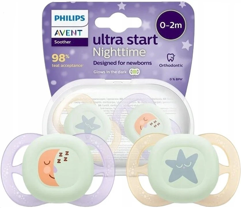 Philips AVENT SCF075/07 Čiulptukas Ultra Start Night 0-2m mėnulis/žvaigždė