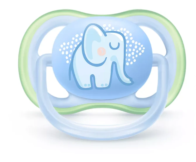 Philips Avent čiulptukas Ultra Air Deco mėlynas elephant 0-6M (1 gab) boy SCF086/01